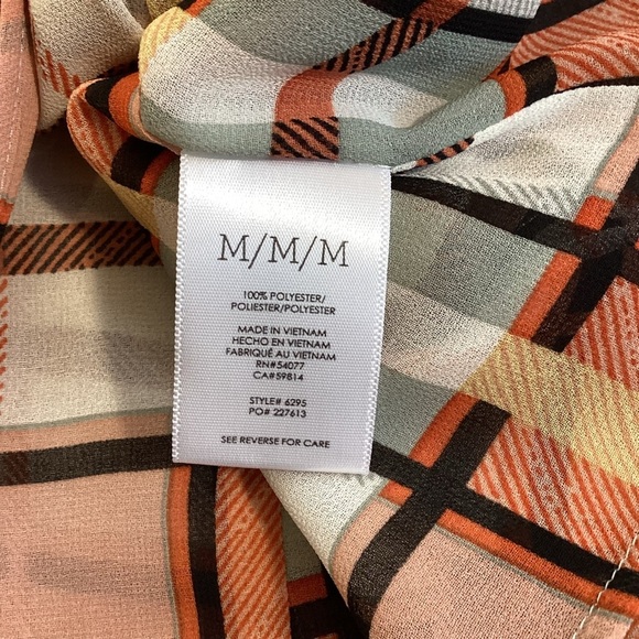 CAbi‎ Whist Faux Wrap Blouse Windowpane Print Balloon Sleeve Medium Style 6295 - Picture 4 of 11